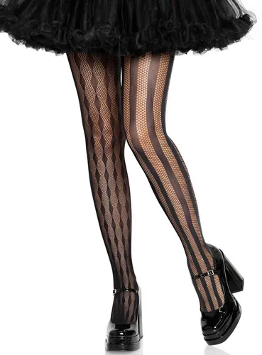 Leg Avenue Harlekin Netzstrumpfhose - Schwarz, Einheitsgröße - Feinstrumpfhosen mit auffälligem Harlekin-Muster, aus elastischem Material für optimalen Tragekomfort und stilvolle Akzente.