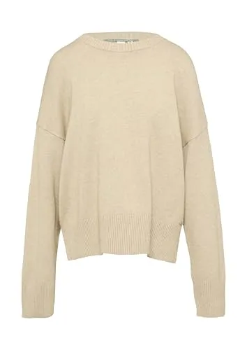 QS Damen 2153157 Pullover, Braun 80W0, 42 - Sweatshirts für Damen, gemütlicher Regular Fit mit Crew Neck-Ausschnitt und Rippbündchen für optimalen Tragekomfort