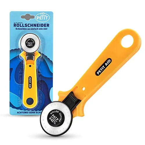 PETIT AID® - Rollschneider mit 45 mm Rundklingen speziell für Latex, Leder, Baumwollstoff und Papier - auch für Profi