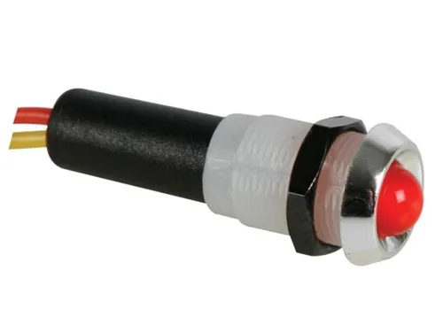 Seder BLINKENDE LED-SIGNALLEUCHTE 12 V ROT - VERCHROMTES GEHÄUSE