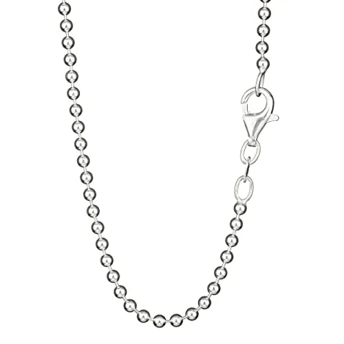 NKlaus 38cm Kugelkette aus 925 Silber - Elegante Halskette für Damen - Ketten für Damen: Diese 38cm lange Kugelkette aus 925 Sterling Silber vereint stilvolles Design mit einem angenehmen Gewicht von nur 4,6g für komfortables Tragen.