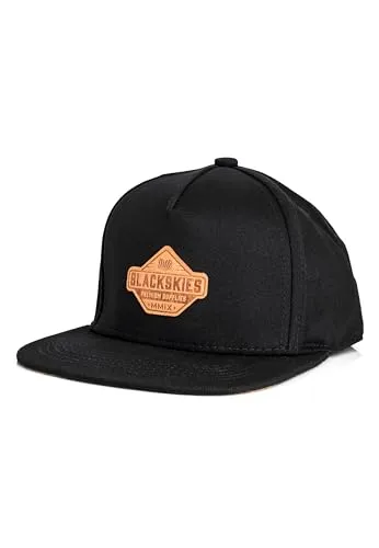 Blackskies® Essentials Snapback Cap Kinder | Kids-Basecap Jungen & Mädchen, Stylische Kappe, Coole Mütze, Geburt, Taufe, Baseball, Schirmmütze - Schwarz-Schwarz-Braun L
