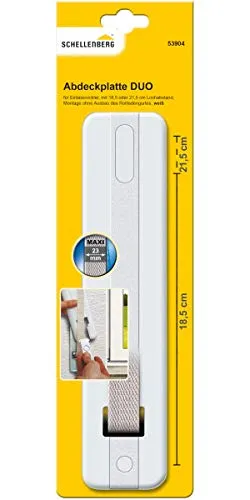 Schellenberg 53904 Rolladengurt Abdeckung Lochabstand 18,5 oder 21,5 cm, einfache Montage ohne Ausbau des Gurtband, Abdeckplatte DUO Maxi, für Gurtwickler und Einlasswickler, weiß