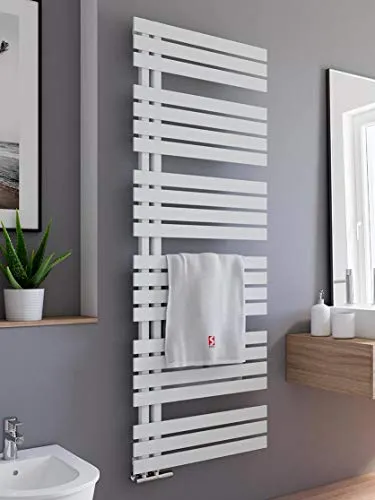 Schulte H02416960 Badheizkörper Breda, 169 x 60 cm, 838 Watt Leistung, Anschluss unten, Pearl weiß, Heizkörper mit Handtuchhalter-Funktion