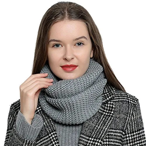 DonDon Loop Schal Damen Winter Schlauchschal Winterschal Rundschal weich und warm grau