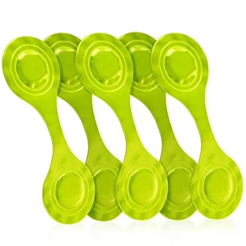 KD-TECH 5er Set Magnet-Reflektoren - Reflektierende Ansteckmagnete für maximale Sichtbarkeit - für Rucksack, Jacke, Kinderwagen und mehr (Grün)