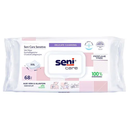 Seni care sensitive Feuchtpflegetücher 68 St - Praktische Feuchtpflegetücher für Erwachsene mit sanfter Pflegeformel, ideal für die tägliche Hygiene und komfortable Anwendung.