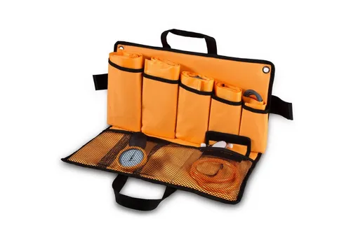 CA-MI Blutdruckmessgerät Notfall-Set mit P-150 - Professionelles Notfall-Set für Rettungskräfte mit manuellem P-150 Blutdruckmessgerät, Flachkopf-Stethoskop und 5 Manschetten in verschiedenen Größen, alles sicher verstaut in einer praktischen Aufbewahrungstasche.