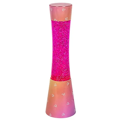 RABALUX Lavalampe MINKA - Stimmungslicht mit Glitzer - Lavalampe mit niedlichem Herzchen-Druck, sorgt für stimmungsvolle Beleuchtung in rosa. Ideal für dekorative Akzente in jedem Raum.