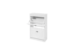 SoBuy Schuhbank FSR64 - Schuhkipper Sitzbank mit 2 Klappen, weiß - Drohnen-Zubehör: Praktische Schuhbank mit 2 Klappen, ideal für den Eingangsbereich, bietet Stauraum und Sitzgelegenheit in einem modernen Design.