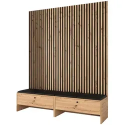 Mirjan24 Garderobe Schwarz Hochglanz, 4-Sitzer, 170x206x44 cm - Moderne Garderobe mit praktischem Wandpaneel und 12 Haken für optimale Organisation. Ideal für Flure und Eingangsbereiche, inklusive Montageanleitung für einfachen Selbstaufbau.