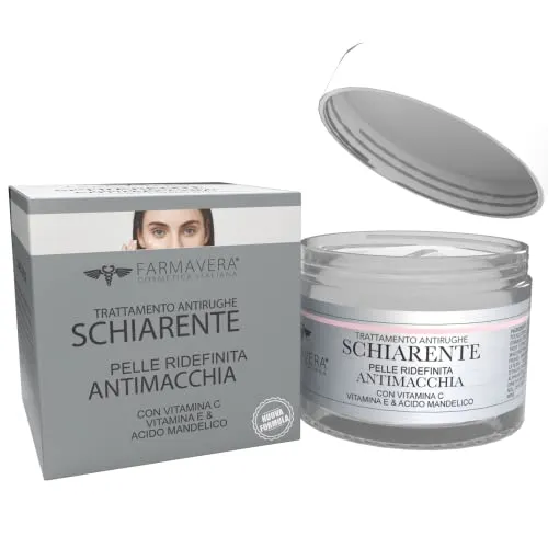 Farmavera Aufhellende Anti-Flecken-Creme – Entfernung von Flecken im Gesicht, für Damen und Herren, hergestellt in Italien, 50 ml