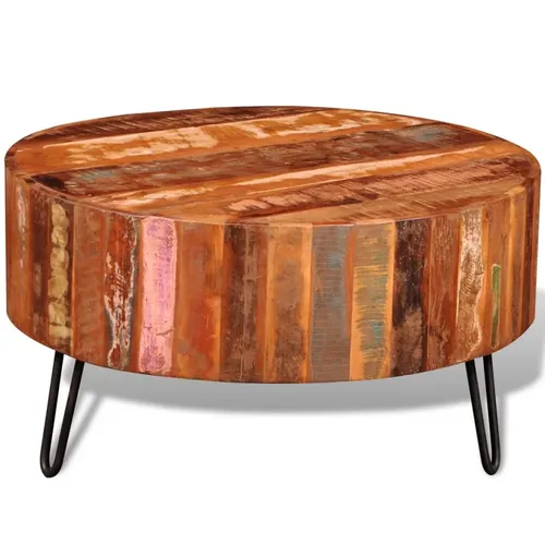 vidaXL Couchtisch Altholz Rund – Einzigartiger Ziertisch aus recyceltem Holz