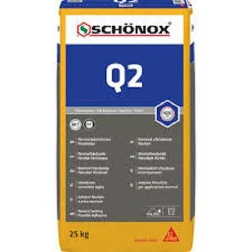Schönox Q2 Fliesenkleber 25kg - Hochwertiger Fliesenkleber für vielseitige Anwendungen - Fliesenkleber für Feinsteinzeug und keramische Fliesen, ideal für Innen- und Außenanwendungen. Erfüllt C2 TE-Anforderungen und bietet eine lange offene Zeit von 30 Minuten.
