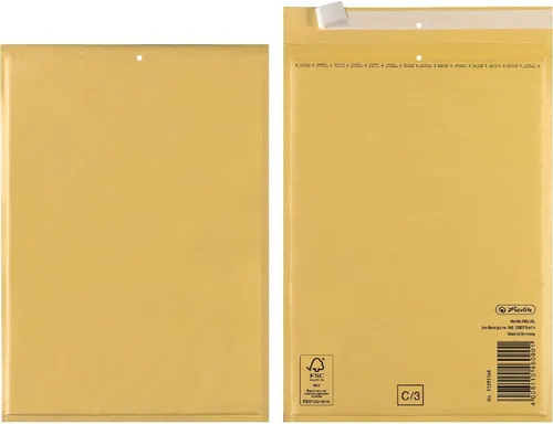 Herlitz Versandtasche Luftpolstertaschen 3/C 17x22cm Haftklebung VE=4 Stück braun.