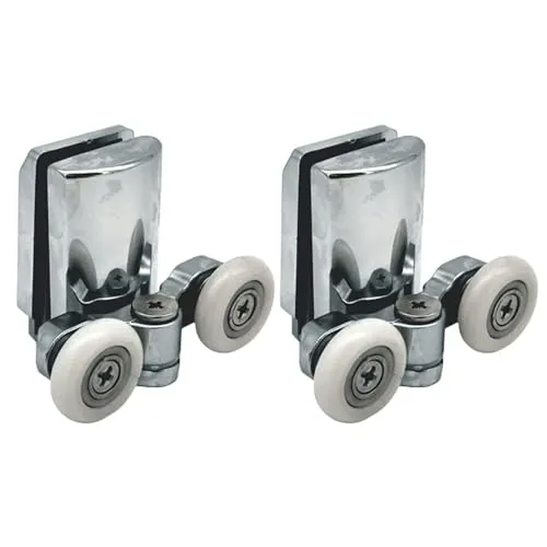 SmoothLY 2 x Doppelbodenrollen für Duschkabinentür, Zinklegierung, 23 mm, Grau, Silber