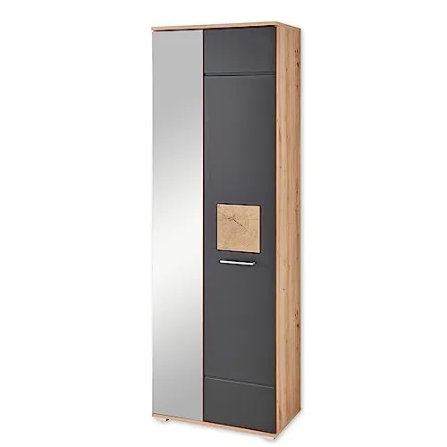 Xora Garderobenschrank, Schwarz, Eiche Artisan, 2-türig
