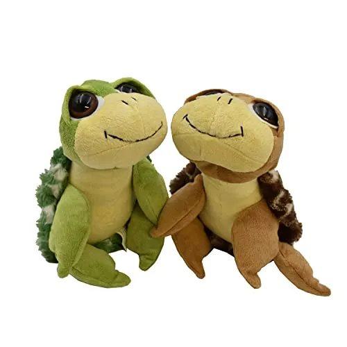 Geschenkestadl Schildkröte Kuscheltier 25 cm Grün und Braun Plüschtier Stofftier (2 Stück)