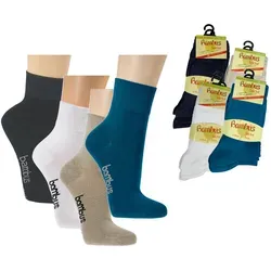 Wowerat Gesundheitssocken Socks 4 Fun Bambus Kurzschaft Komfortbund (3-Paar, 3 Paar) weiß 39/42