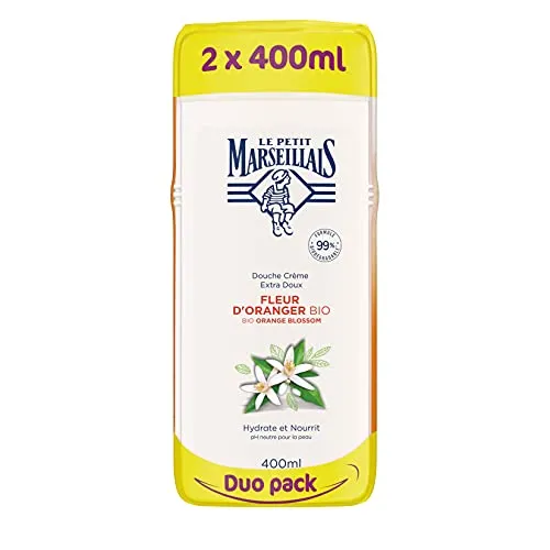 Le Petit Marseillais Duschcreme Bio Orangenblüten (2x400ml), pH-hautneutrale Pflegedusche & sanfte Aromadusche mit besonders angenehmen Duft, spendet Feuchtigkeit und erfrischt