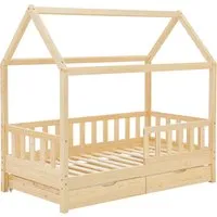 Produktbild Juskys Kinderbett Marli 80x160 cm mit Dach und Rausfallschutz
