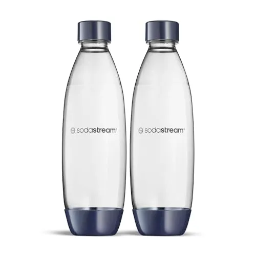 Sodastream Flaschen Duo, Terra, E-Terra, Art, Gaia - 2 spülmaschinenfeste Flaschen - Zubehör für Wassersprudler: 2 spülmaschinenfeste 1-Liter PET-Flaschen mit isolierender Gummidichtung für langanhaltende Frische und vollständige Recyclingfähigkeit.