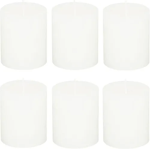 MichaelNoll Stumpenkerze Stumpenkerze Rustic 6er Set - Kerze - Kein Ruß - 30 Std.- 7x8 cm