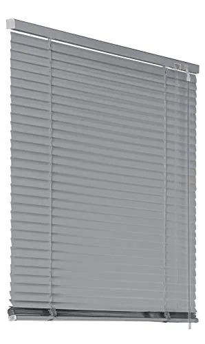 Deco4Me Alu Jalousie mit Bohren für Wand- & Deckenmontage (Silber, 70 x 130 cm) - Fenster Rollo mit Aluminium-Lamellen 25 mm breit - Venetian Blinds, Jalousetten, Lamellenjalousie, Lamellenrollo