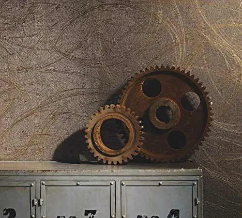 marburg Tapete Gold Braun Grafisch Ovale Vliestapete - Premium Vliestapete Kollektion Colani Visions, ideal für Wohnzimmer oder Schlafzimmer, mit geschwungenen Linien und ovalem Design – Made in Germany, ISO zertifiziert.