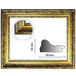 Bilderrahmen Neumann 840 ORO - Barockrahmen gold verziert - Eleganter Barockrahmen in gold mit feiner Verzierung, ideal für Ihre Kunstwerke, Format 60 x 120 cm.