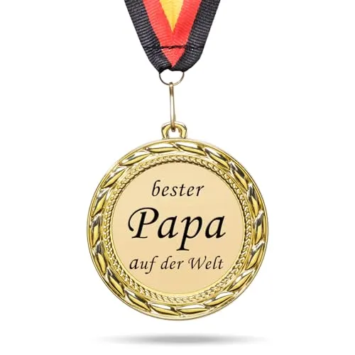andSmile Medaille mit Gravur - Bester Papa auf der Welt - Orden aus hochwertigem Metall - Vatertagsgeschenk, Geburtstagsgeschenk für Väter - Bester Papa Geschenke zum Geburtstag & Weihnachten