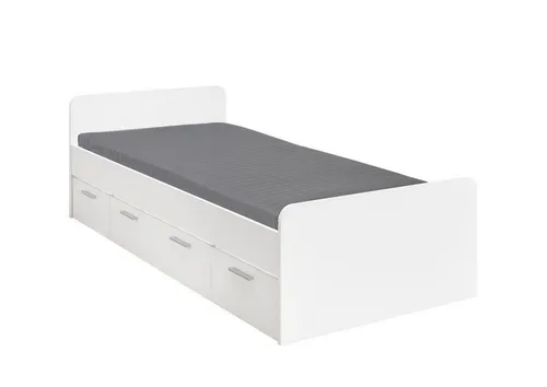 Stella Trading BIBO Einzelbett 90 x 200 cm mit Bettkasten - Stilvolles Einzelbett in modernem Design, ideal für Jugendzimmer. Mit praktischen Schubkästen für zusätzlichen Stauraum und einfacher Montage. Maße: 96 x 66 x 204 cm (B/H/T). Hergestellt in Europa.