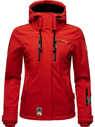 MARIKOO Damen Softshelljacke Kleinezicke Red Gr. S - Funktionsjacke für den Übergang, atmungsaktiv, winddicht und wasserfest mit einer Wassersäule von 7.000mm – ideal für Outdoor-Aktivitäten bei wechselhaftem Wetter.
