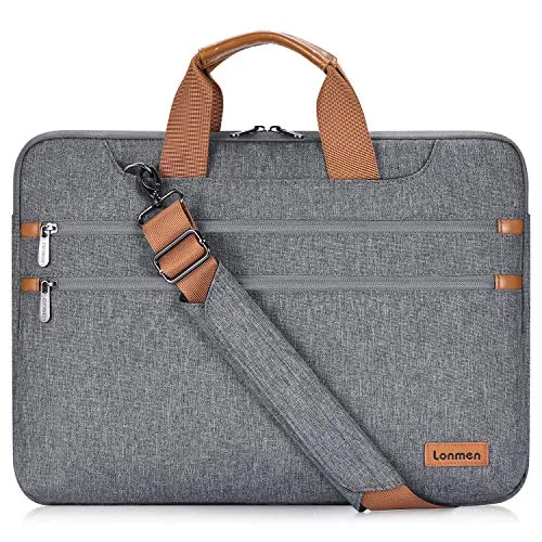 LONMEN 17.3 Zoll Laptop Hülle Tasche mit Griff Schulterriemen, Wasserdicht Schultertasche Notebook Tasche Kompatibel mit 17.3