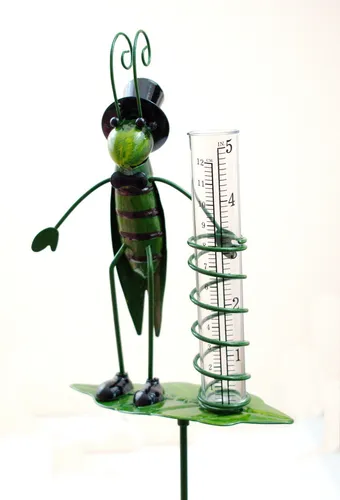 Gartenstecker Regenmesser Metall Grashüpfer Deko Beet Stab Figur Skulptur Objekt