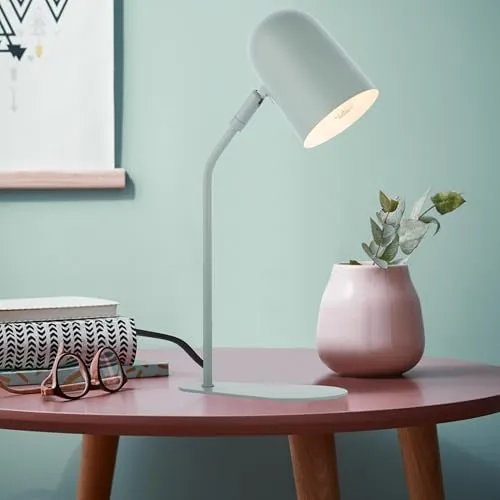 Lightbox Nachttischlampe in Matt Grün - 38 cm Höhe - skandinavische Tischleuchte mit schwenkbarem Kopf & Schalter - für das Schlafzimmer - E14 Fassung, max. 25 W - aus Metall