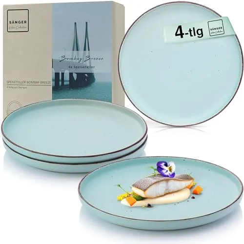 Sänger Bombay Breeze | 4er Teller Set, Steingut, Dinner Set, Kratzfest, Mikrowellen- & Spülmaschinenfest, Lila | VALUE COLLECTION