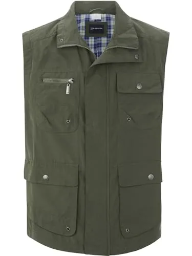 BABISTA Herren Outdoorweste Bellarivo in Oliv, Größe L - 52 - Die BELLARIVO Outdoorweste vereint Funktionalität und Stil. Mit zahlreichen Taschen und einem durchgehenden Reißverschluss ist sie ideal für Outdoor-Aktivitäten. Der Materialmix sorgt für Komfort und Langlebigkeit. Erhältlich in Größen 48 bis 66.