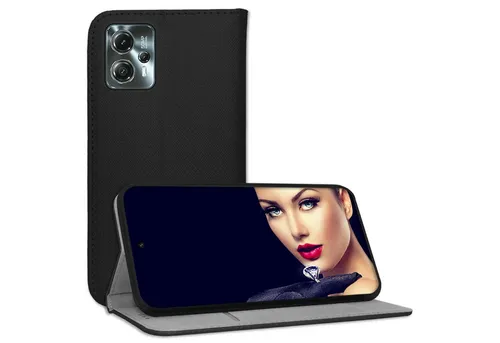 mtb more energy Smartphone-Hülle Smart Magnet für Motorola Moto G13, Moto G23, Schwarz, Bookstyle Klapphülle Cover Wallet Case aus Kunstleder