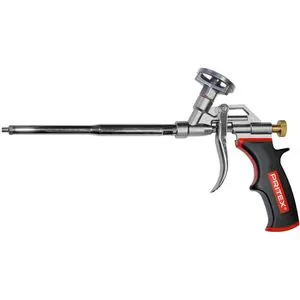 Pritex Schaumpistole 510010987 - Hochwertige Metall-Schaumpistole für präzises Arbeiten mit PU-Schaum-Kartuschen, inklusive Verlängerungsschläuchen und Feindosierspitzen für schwer erreichbare Stellen.