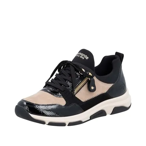 Remonte Damen D1S02 Sneaker, Schwarz, 37 EU - Damen-Sneaker mit Komfortweite, herausnehmbarer Einlegesohle und extra weichem Fußbett für optimalen Tragekomfort.