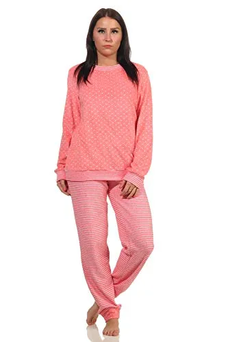 Produktbild NORMANN-Wäschefabrik Damen Frottee Pyjama mit Herz-Tupfen Design