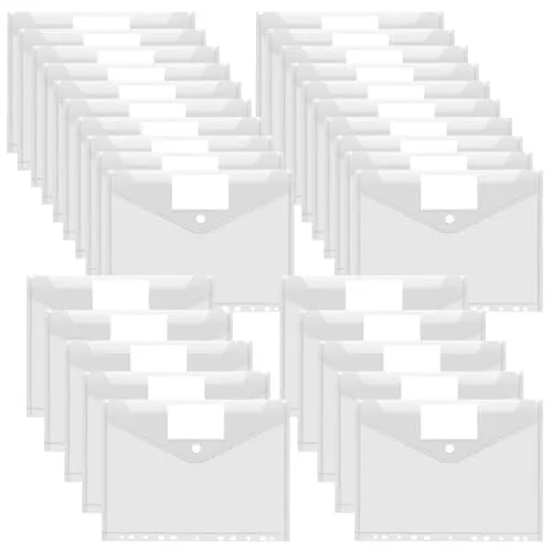 Dokumententasche A4 30 pack-Wasserdicht Dokumentenmappe A4 zum Abheften 11 Schnalle und Etikettentasche Transparente Mappe für Dokumente Organisieren(30)