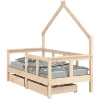 vidaXL Kinderbett mit Schubladen 70x140 cm aus Kiefernholz - Robustes Kinderbett aus massivem Kiefernholz, ideal für kreative Spiel- und Schlafmomente. Mit praktischen Schubladen für Ordnung im Kinderzimmer.