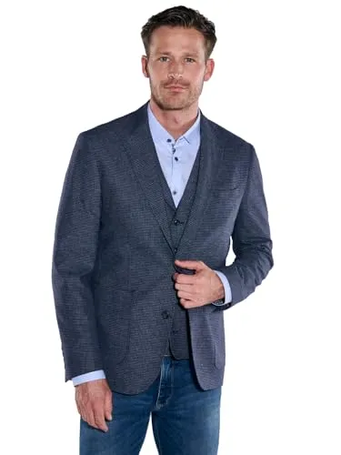 Engbers Herren Anzug-Sakko strukturiert in Saphirblau, Größe 58 - Hochwertiges Sakko für Herren mit dezenter Struktur, zwei aufgesetzten Taschen und Kissing Buttons – ideal für elegante Anlässe.