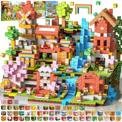 Magnetische Bausteine 330 PCS 2CM Magnetbausteine für Kinder ab 3 Jahre Blocks, Montessori Spielzeug Magnete Kinder, Magnetische Bauwelt Geburtstag Geschenk ab 3 4 5 6 7 8 9 10 11 12 Jungen Mädchen