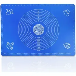 XXL 65 x 45cm rutschfeste Silikon Backmatte Backunterlage Teigmatte Rollmatte Ausrollmatte Teig Fondant Marzipan (Blau)