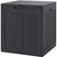 Costway Gartenbox 145 L Rattanoptik Braun mit abschließbarem Deckel - Stilvolle 145 L Gartenbox aus wetterfestem Material, ideal zur Aufbewahrung von Gartengeräten und Zubehör. Vielseitig einsetzbar als Beistelltisch oder Sitzgelegenheit, einfach zu montieren und mobil.