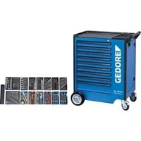 Gedore Blau 1500 ES-02-2004 Werkzeugwagen - Werkstattwagen mit 207-teiligem Werkzeugsortiment, ideal für Profis und Heimwerker, sorgt für Ordnung und schnellen Zugriff auf Werkzeuge.