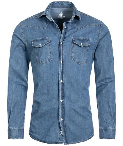 Rock Creek Herren Jeans Hemd - Vintage Denim Hemd mit Druckknöpfen - Herrenhemden - Hochwertiges Jeanshemd aus reiner Baumwolle, Regular Fit für besten Tragekomfort und in 5 Größen erhältlich. Ideal für lässige Anlässe!